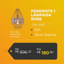 PENDENTE 1 X E27 ROSE 23CM  STARLUX - 06467